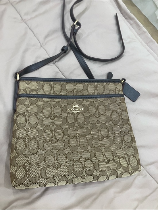 Coach Handbags - Coach Classic Signature Canvas Crossbody in Brown with Black Trim